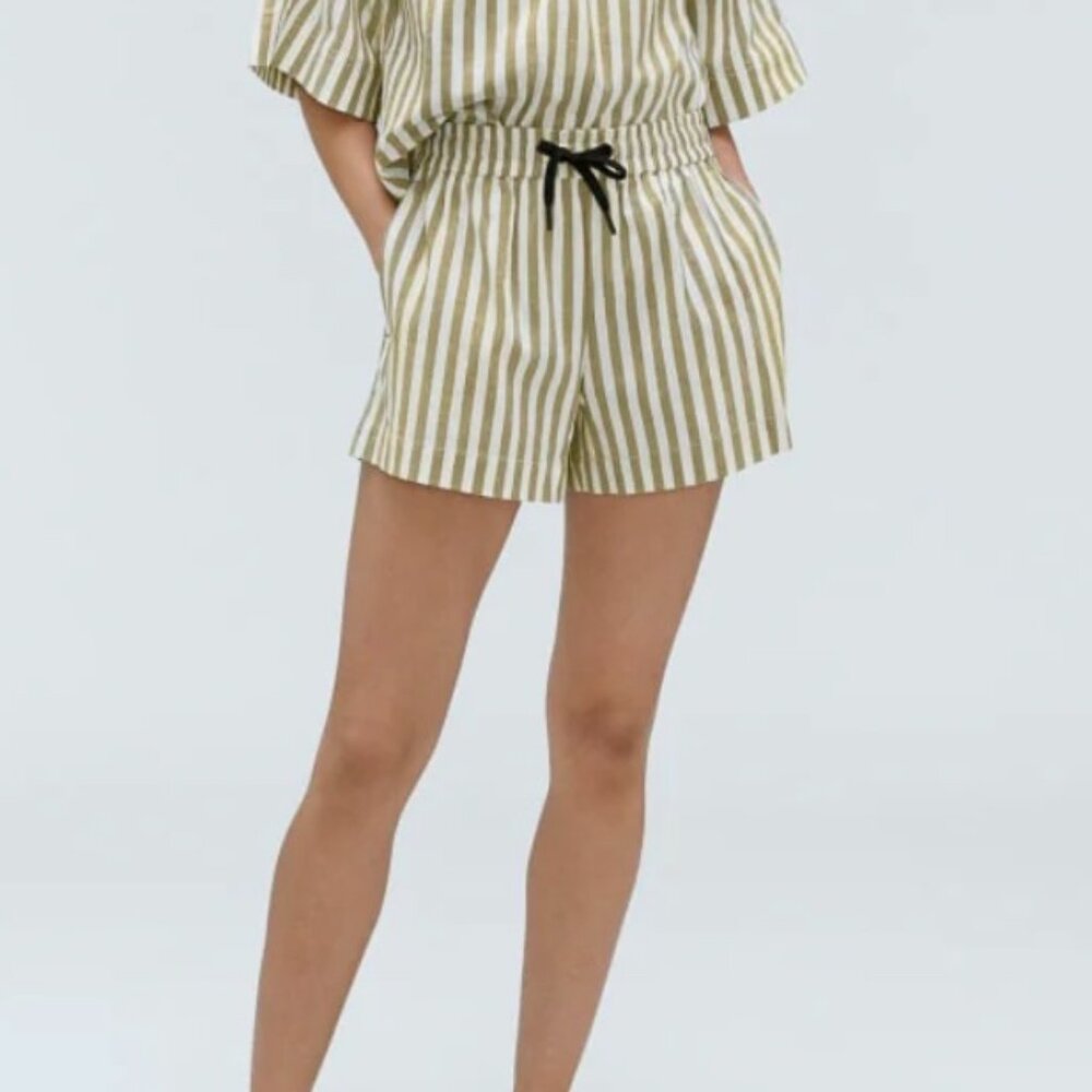 Everlane Seersucker Organic Cotton Boxer Shorts Striped Pull On Sz S